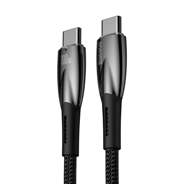 Baseus Cable Type-C to Type-C PD Charging 100W  Glimmer Series Fast Charging Data Cable 1m BLACK For Phone & Laptop CADH000701 - Image 2