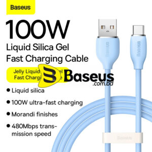 Baseus Type-C 100W USB  Jelly Liquid Silica Gel Fast Charging Data Cable 1.2m Blue CAGD010003
