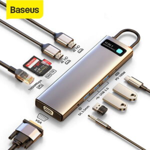 Baseus HUB Type-C CAHUB-CT0G Metal Gleam Series 11-in-1 Multifunctional Docking Station Space Gray