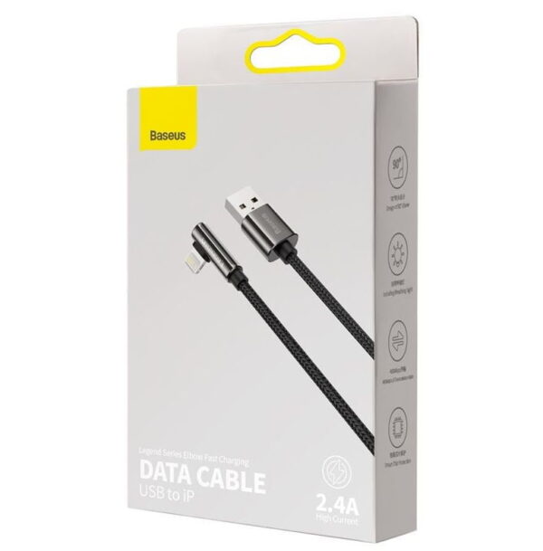 Baseus CALCS-A01 Legend Series Elbow Fast Charging Data Cable USB to iP 2.4A 2m Black - Image 4