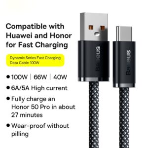 Baseus  Cable USB-C Dynamic Series Fast Charging Data Cable USB to Type-C 100W 1m Slate Gray  CALD000616