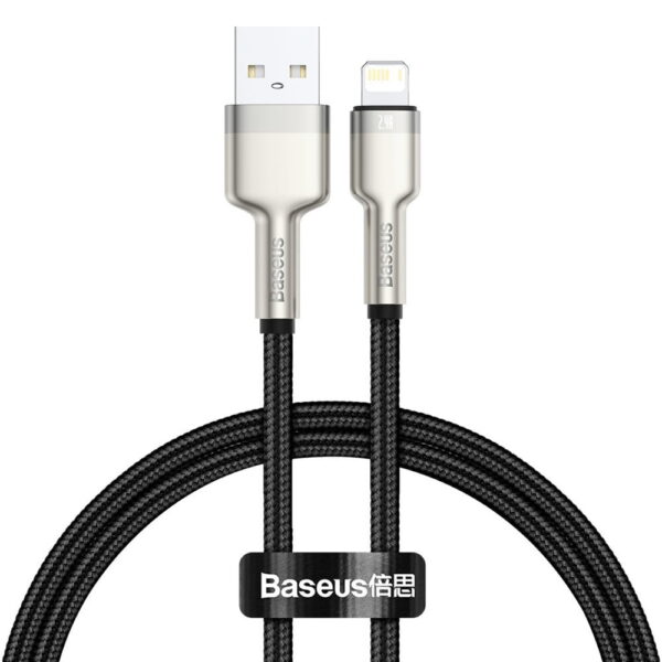 Baseus CALJK-01 Cafule Series Metal Lightning Power Bank Short  Data Cable USB to IP 2.4A 0.25m Black