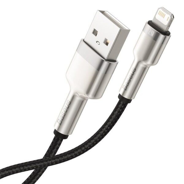 Baseus CALJK-01 Cafule Series Metal Lightning Power Bank Short  Data Cable USB to IP 2.4A 0.25m Black - Image 3