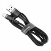 Baseus Cafule Cable Durable Nylon Braided Wire USB Lightning QC3.0 2.4A 1M black-grey (CALKLF-BG1) - 90Days warranty