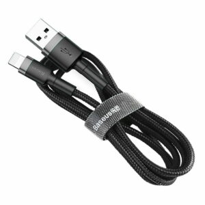 Baseus Cafule Cable Durable Nylon Braided Wire USB Lightning QC3.0 2.4A 1M black-grey (CALKLF-BG1) - 90Days warranty