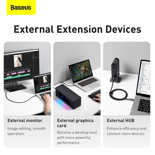 Baseus Thunderbolt 4 USB4 Full-Featured 8K Video 40Gbps Premium Cable Type-c to Type-c 100W 1M P10311803111-00 - Image 4