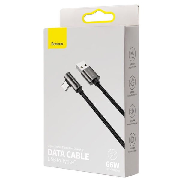 Baseus CATCS-C01 Legend Series Elbow Fast Charging Data Cable USB to Type-C 66W 2m Black - Image 5