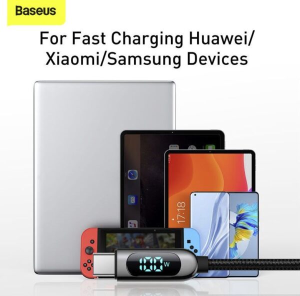Baseus Type-C to Type-C Display Fast Charging Data Cable 100W 2m Black CATSK-C01 - Image 2
