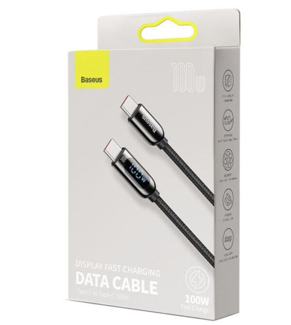 Baseus Type-C to Type-C Display Fast Charging Data Cable 100W 2m Black CATSK-C01 - Image 3