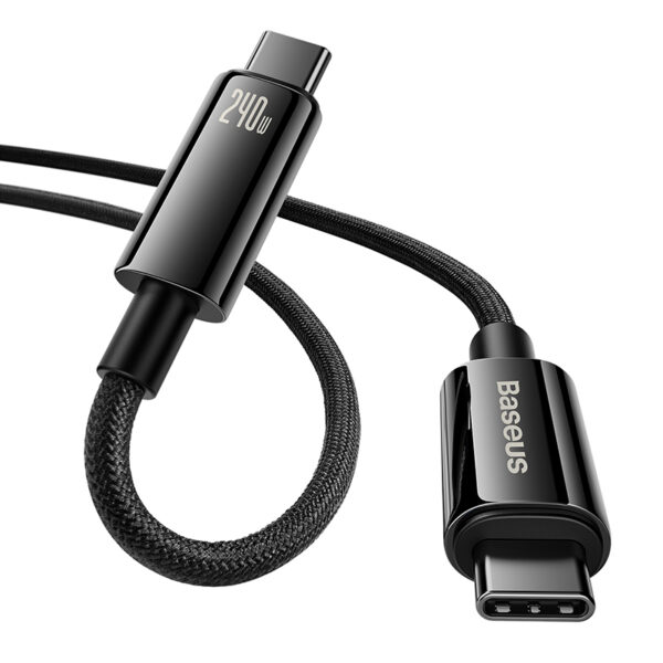 Baseus Cable Type-C to Type-C 240W Tungsten Gold Super Adaptive Fast Charging Data Cable  For Laptop Macbook Ipad 2m Black CAWJ040101 - Image 3