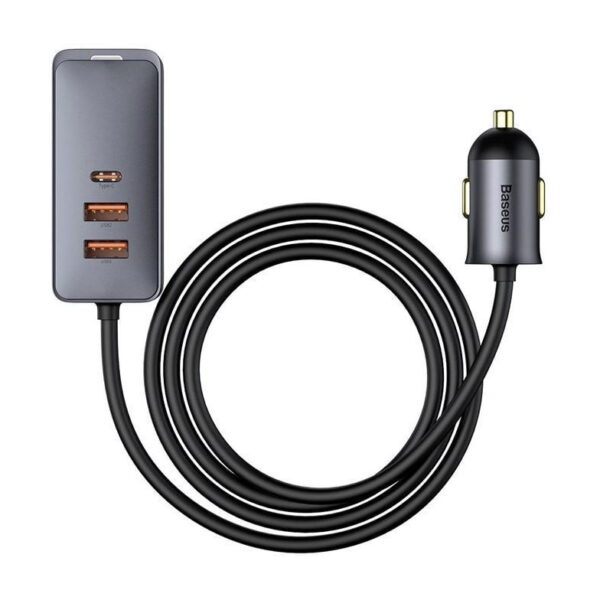 Baseus Car Charger Share Together PPS multi-port Fast charging car charger with extension cord 120W 2x USb 2X Type-C Gray CCBT-A0G - Image 4