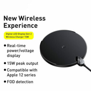Baseus Wireless Charger Digital LED Display Gen 2 15W Black CCED000001