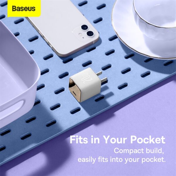 Baseus GaN3 Fast Charger 1C 20W For Iphone 14 13 12 11  Series Google Samsung  CN White CCGN020002 - Image 6