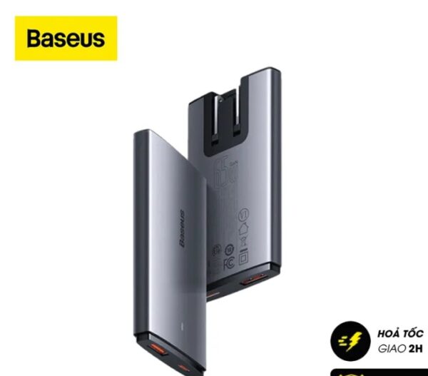 Baseus GaN5 Pro Ultra-Slim Fast Charger C+U 65W CN Type-C to Type-C 100W 1m Gray -CCGP150013