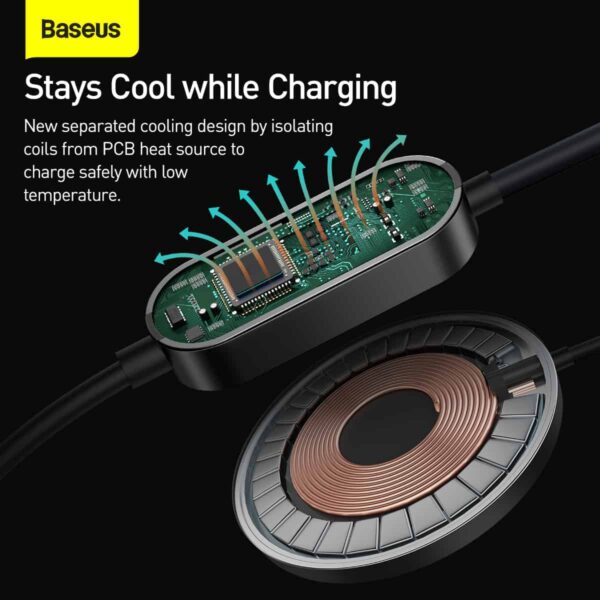 Baseus Wireless Charger Magnetic 15W Simple Mini2 For iPhone 12 13 14 Series Black CCJJ010001 - Image 3