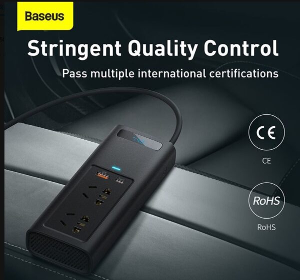 Baseus In-car Inverter 150W 220V CN EU Ports  Black CRNBQ-A01 - Image 3