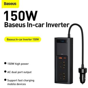 Baseus In-car Inverter 150W 220V CN EU Ports  Black CRNBQ-A01