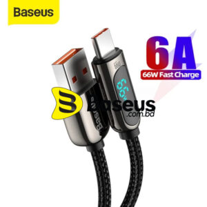 Baseus Display Fast Charging Data Cable USB to Type-C 66W Black CASX020001 1m