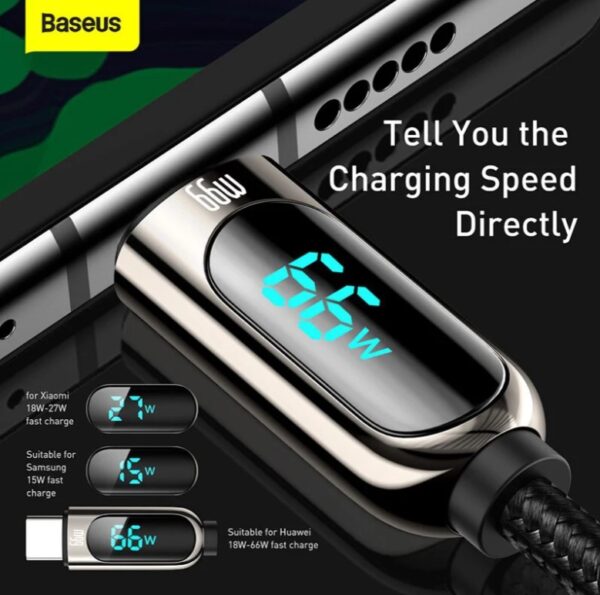 Baseus Display Fast Charging Data Cable USB to Type-C 66W Black CASX020001 1m - Image 4