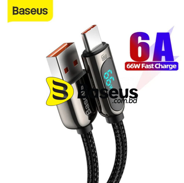 Baseus Display Fast Charging Data Cable USB to Type-C 66W Black CASX020001 1m