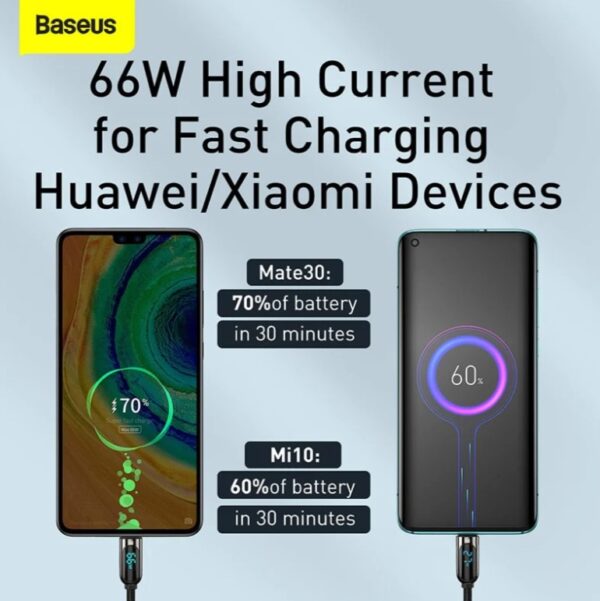 Baseus Display Fast Charging Data Cable USB to Type-C 66W Black CASX020001 1m - Image 2