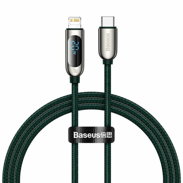 Baseus Display Fast Charging Data Cable Type-C to Lightning For Iphone 20W 1m Green CATLSK-06 - 3 Months Replacement Warranty
