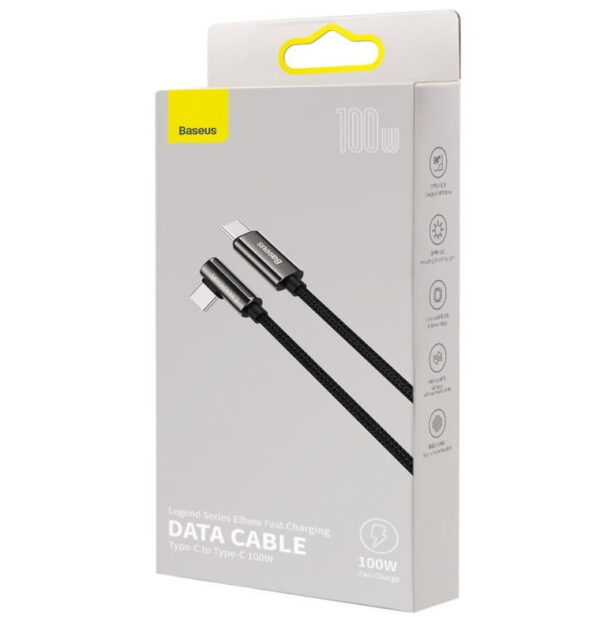 Baseus CATCS-A01 Legend Series Elbow Fast Charging Data Cable Type-C to Type-C 100W 2m Black - Image 3