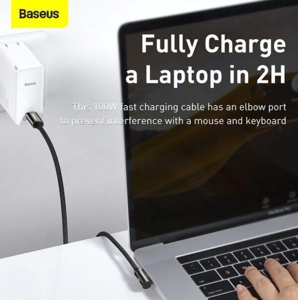 Baseus CATCS-A01 Legend Series Elbow Fast Charging Data Cable Type-C to Type-C 100W 2m Black - Image 4