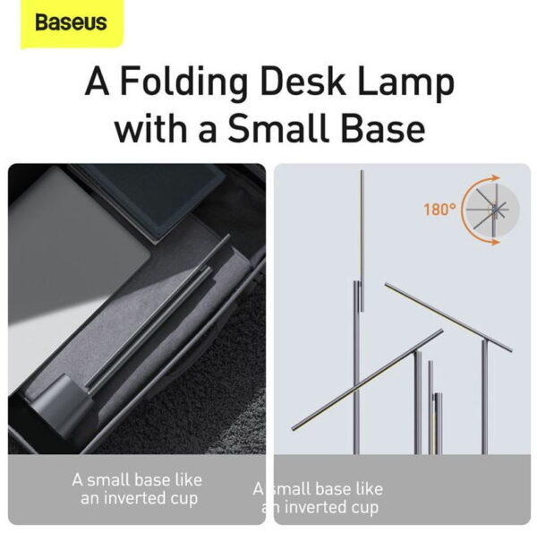 BASEUS Smart Eye Series Rechargeable Folding Reading Desk Lamp  Smart Light  - Dark Grey DGZG-0G - Image 7