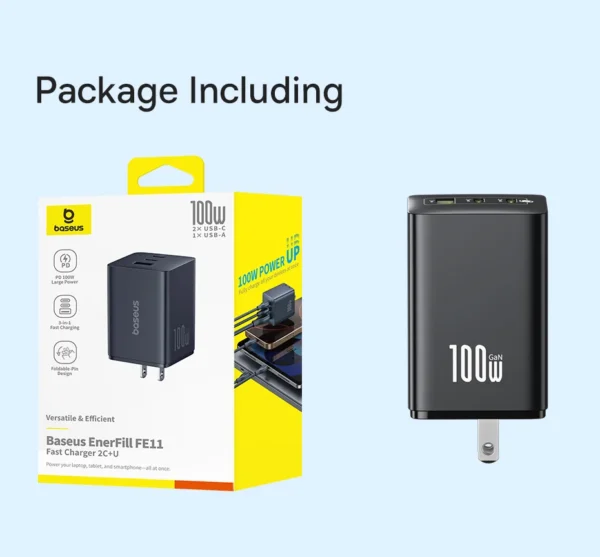 Baseus EnerFill FE11 Fast Charger For Macbook Laptop IPhone 15 16 Samsung S25 Ultra Pixel More US Plug P10182101123-00 - Image 2