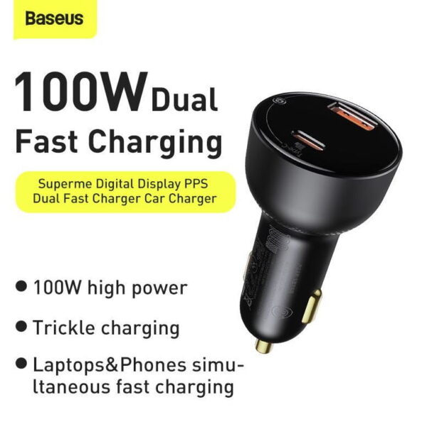 Baseus Superme Digital Display PPS 65W+30W Dual Quick Car Charger  CCZX-01