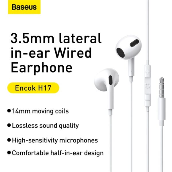 Baseus Earphone Encok lateral in-ear Wired Earphone H17 White NGCR020002