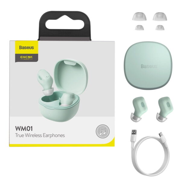 Baseus Bowie WM01 TWS True Wireless Bluetooth Earphones Green- 3 Months  Replacement Guarantee - Image 4