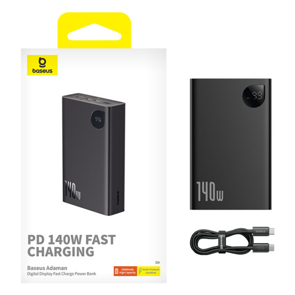 [Premium] Baseus Power Bank Adaman  140W 24000mAh With  240W Type-c Cable For Laptop Mobile Macbook  P10021508113-00 - Image 2