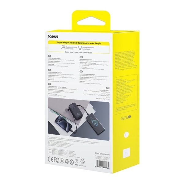 Baseus Power Bank 30W 20000mAh  QPow 2 With 2X Built-in Type-c Cable For Iphone 15 Samsung Google Pixel Oneplus Huawei Oppo P10055009113-00 - Image 4