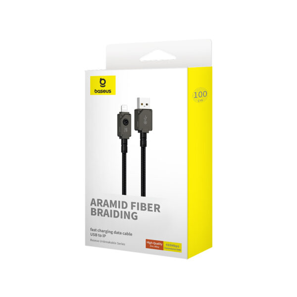 Baseus Cable USB to Lightning Cable For Iphone 11 12 13 14 Series 20W  Premium Unbreakable Series 1m Cluster Black P10355802111-00 - Image 4