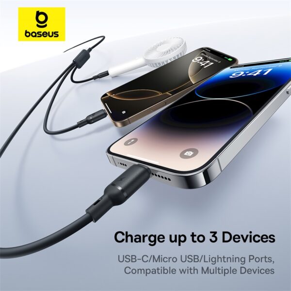 Baseus Silky One-for-Three Fast Charging Cable USB-A to Micro Lightning Type-c 100W 1.5m Cosmic BlackP10377705123-00 - Image 6