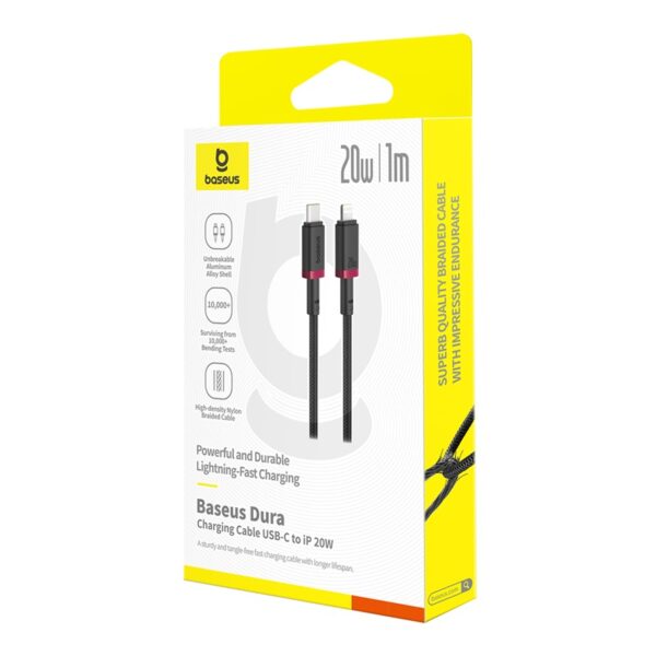 Cable For Iphone PD 20W by Baseus Dura Series Fast Charging Cable Type-C to Lightning 2m Red+Black P10377800U01-03 - Image 2