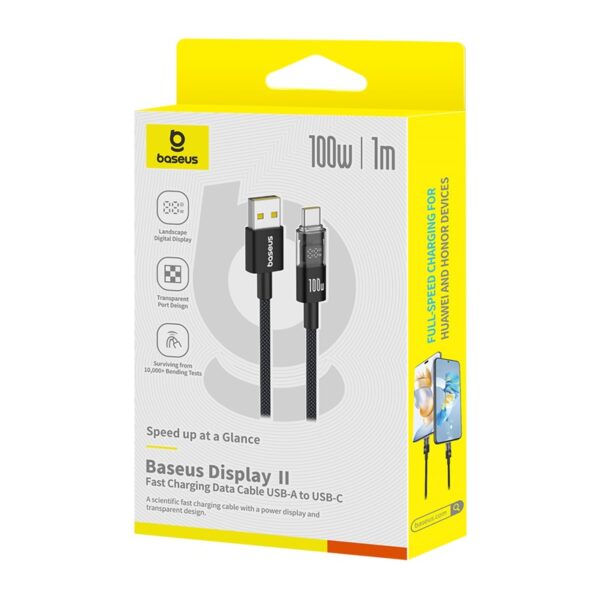 Baseus Display 2 Fast Charging Data Cable USB to Type-C 100W 1m Cosmic Black P10382701121-00 - Image 3