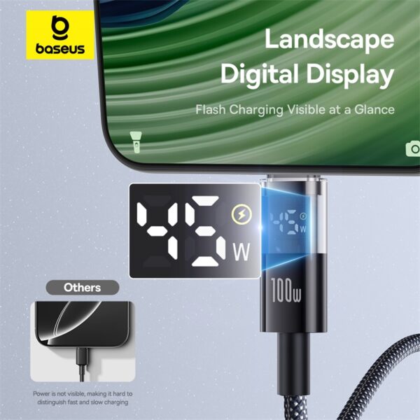Baseus Display 2 USB to Type-C 100W Cable For Iphone 15 16 Samsung S25 S24  Pixel Macbook 1m P10382701121-00 - Image 3