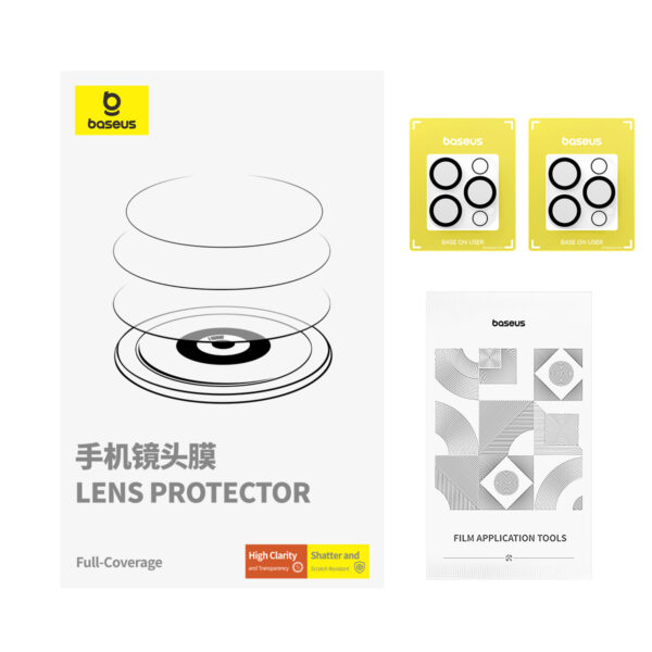 BASEUS Full Frame Camera Lense Protector For Iphone 16 16 PLus 2Pcs Crystal Series  P6001206B201-01 - Image 4