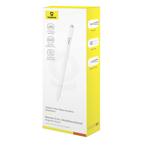 Baseus Universal Stylus For IPAD TAB Android Smooth Writing III 3-in-1 Passive Stylus Magnetic Version Moon White P80080801211-00 - Image 5