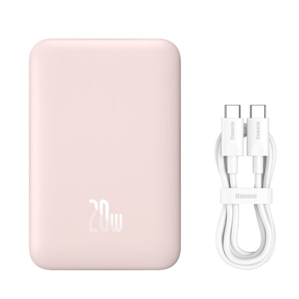 Baseus Magsafe 10000mAh Magnetic Wireless Fast Charge Power Bank 20W With 60W Type-C Cable  - Pink PPCX030004 - Image 3