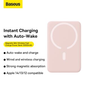 Baseus Magsafe 10000mAh Magnetic Wireless Fast Charge Power Bank 20W With 60W Type-C Cable  - Pink PPCX030004