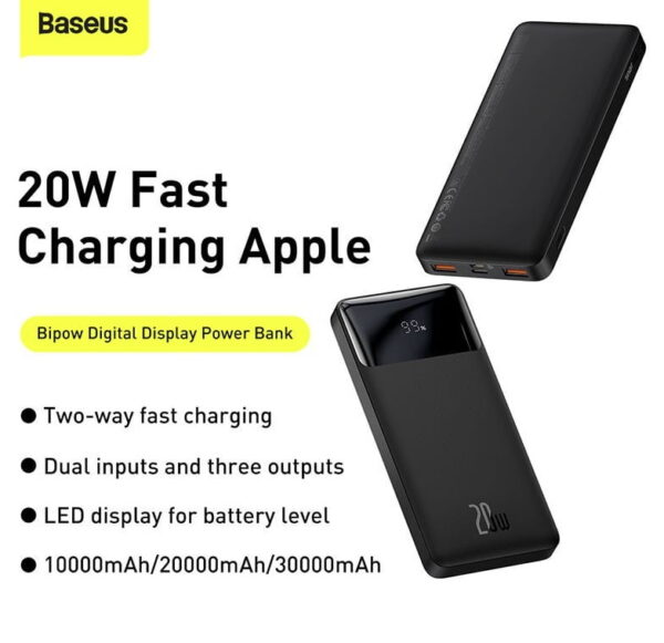 Baseus Bipow PPDML-L01 Digital Display Power bank 10000mAh 20W Black - Image 2