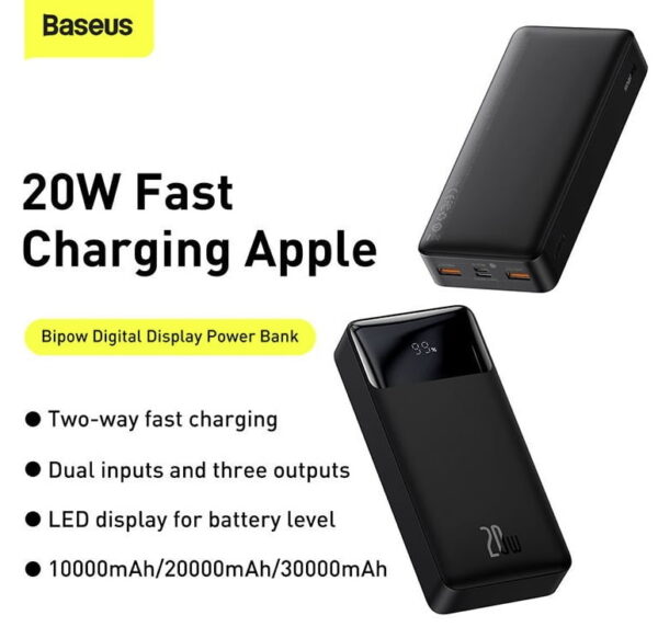 Baseus PPDML-M01 Bipow Digital Display Power bank 20000mAh 20W Black - Image 6