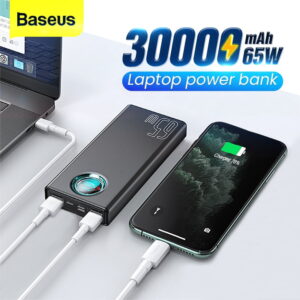 [Premium] Baseus Power Bank 65W 30000mAh Amblight For Laptop Mobile  Macbook With 100W Type-c Cable 1m PPLG000101 - Black