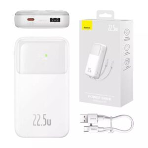  Baseus Power Bank 20000mAh 22.5W Built-in Lightning & Type-C Cable  Comet Series - White