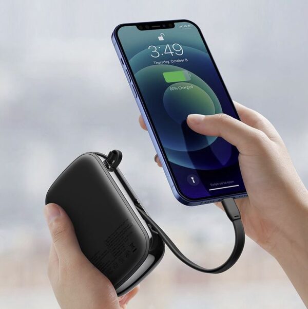 Baseus Power Bank 20000mAh Qpow Digital Display 20W  Iphone Lightning Cable Black PPQD-H01 - Image 7