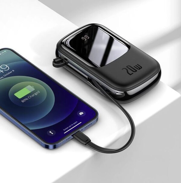 Baseus Power Bank 20000mAh Qpow Digital Display 20W  Iphone Lightning Cable Black PPQD-H01 - Image 6